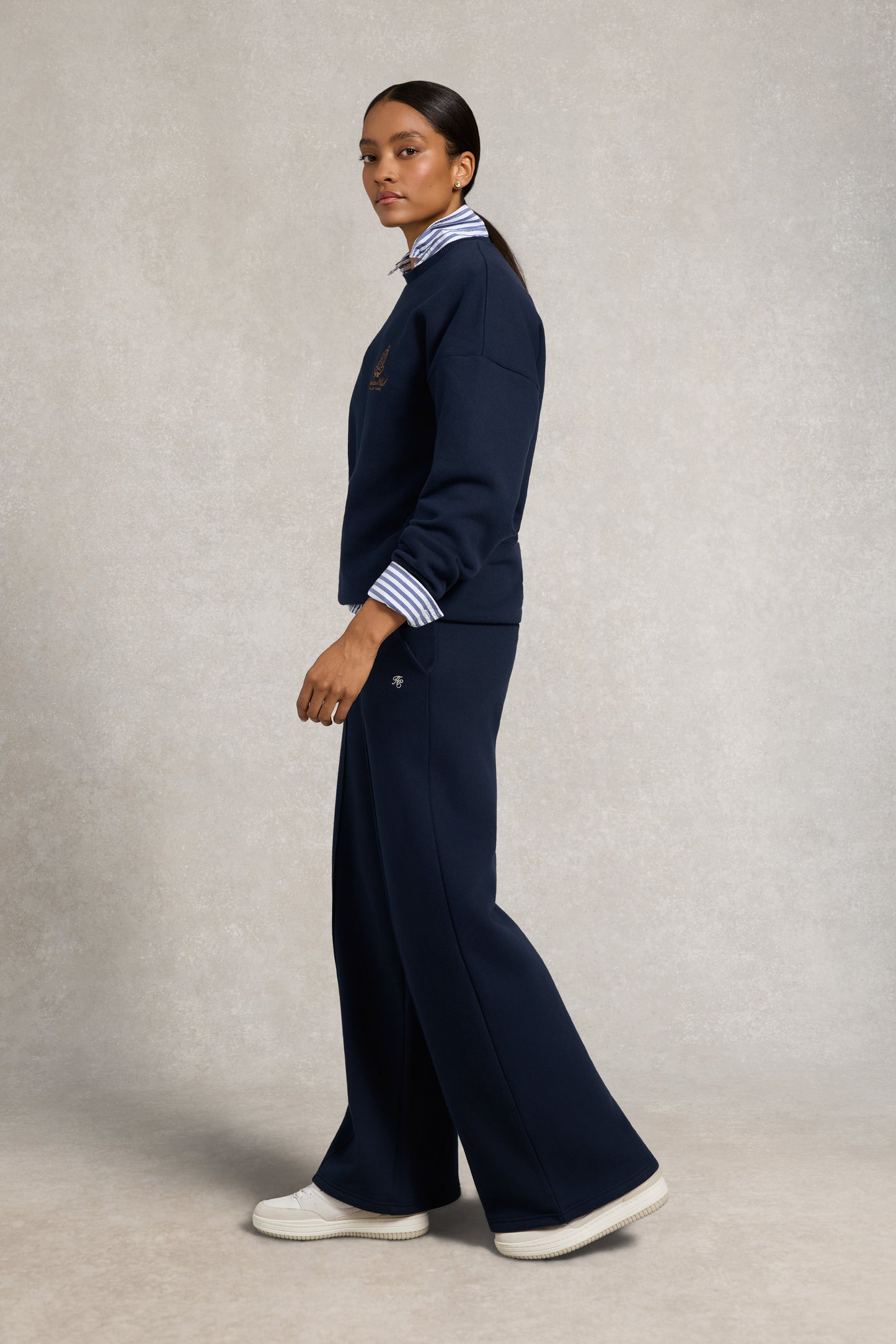 Collegiate Wide Leg Jogger (Ink Navy)