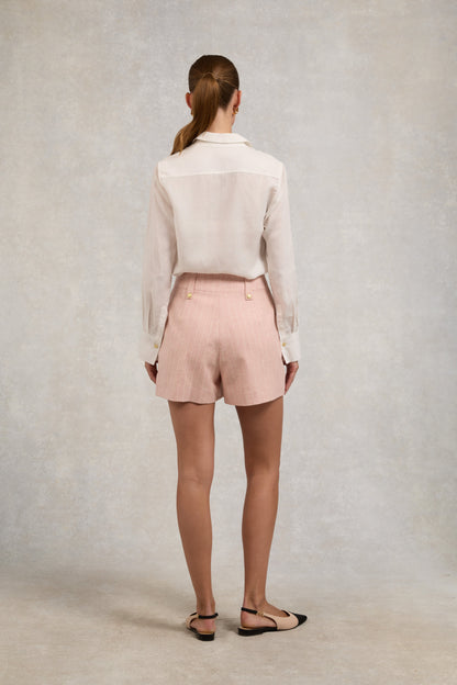 Luxe Tailored Short (Pink Chalk Pinstripe)