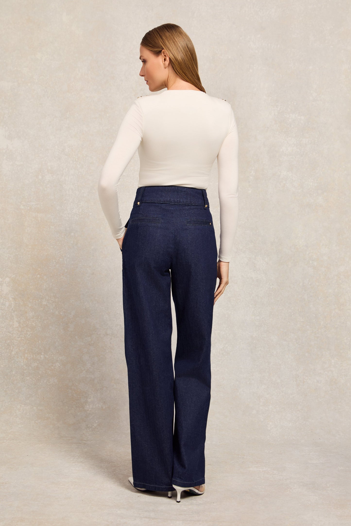Tailored Wide Leg Jean (Deep Indigo)