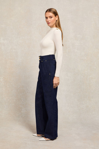 Tailored Wide Leg Jean (Deep Indigo)