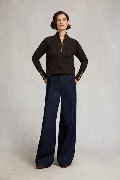 Bridget Quarter Zip Knit (Chocolate)