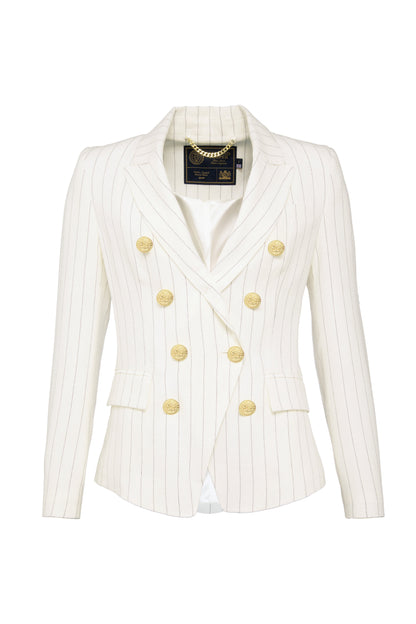 Knightsbridge Blazer (Oyster Linen Pinstripe)