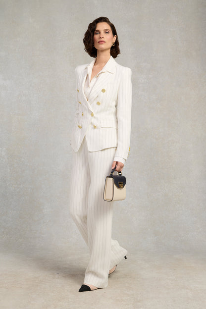 Knightsbridge Blazer (Oyster Linen Pinstripe)