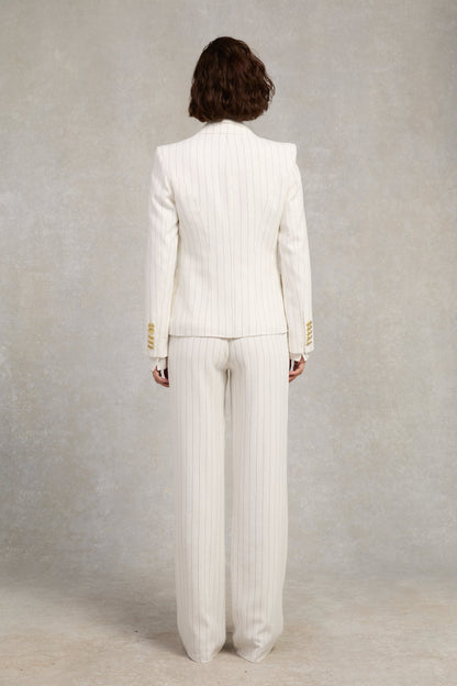 Knightsbridge Blazer (Oyster Linen Pinstripe)