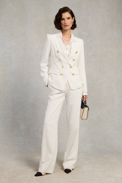 Knightsbridge Blazer (Oyster Linen Pinstripe)