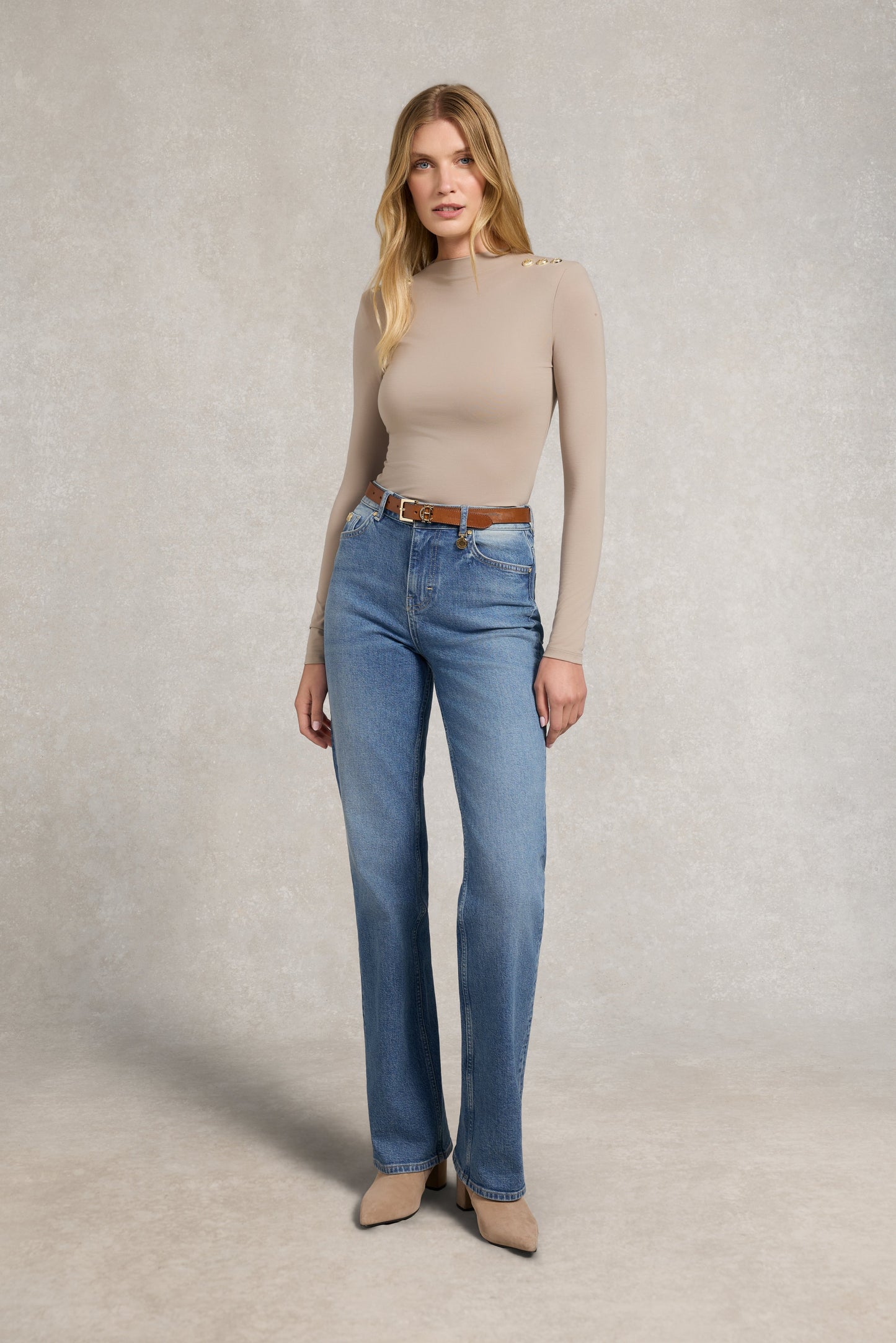 Harper Long Sleeve Top (Taupe)