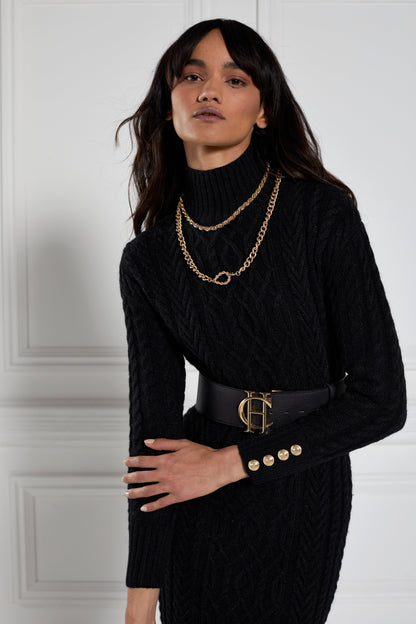 Windsor Cable Midi Dress (Black)