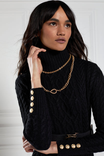 Windsor Cable Midi Dress (Black)