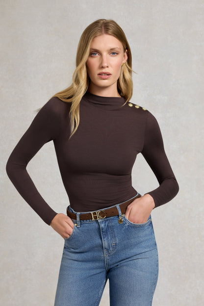 Harper Long Sleeve Top (Walnut)