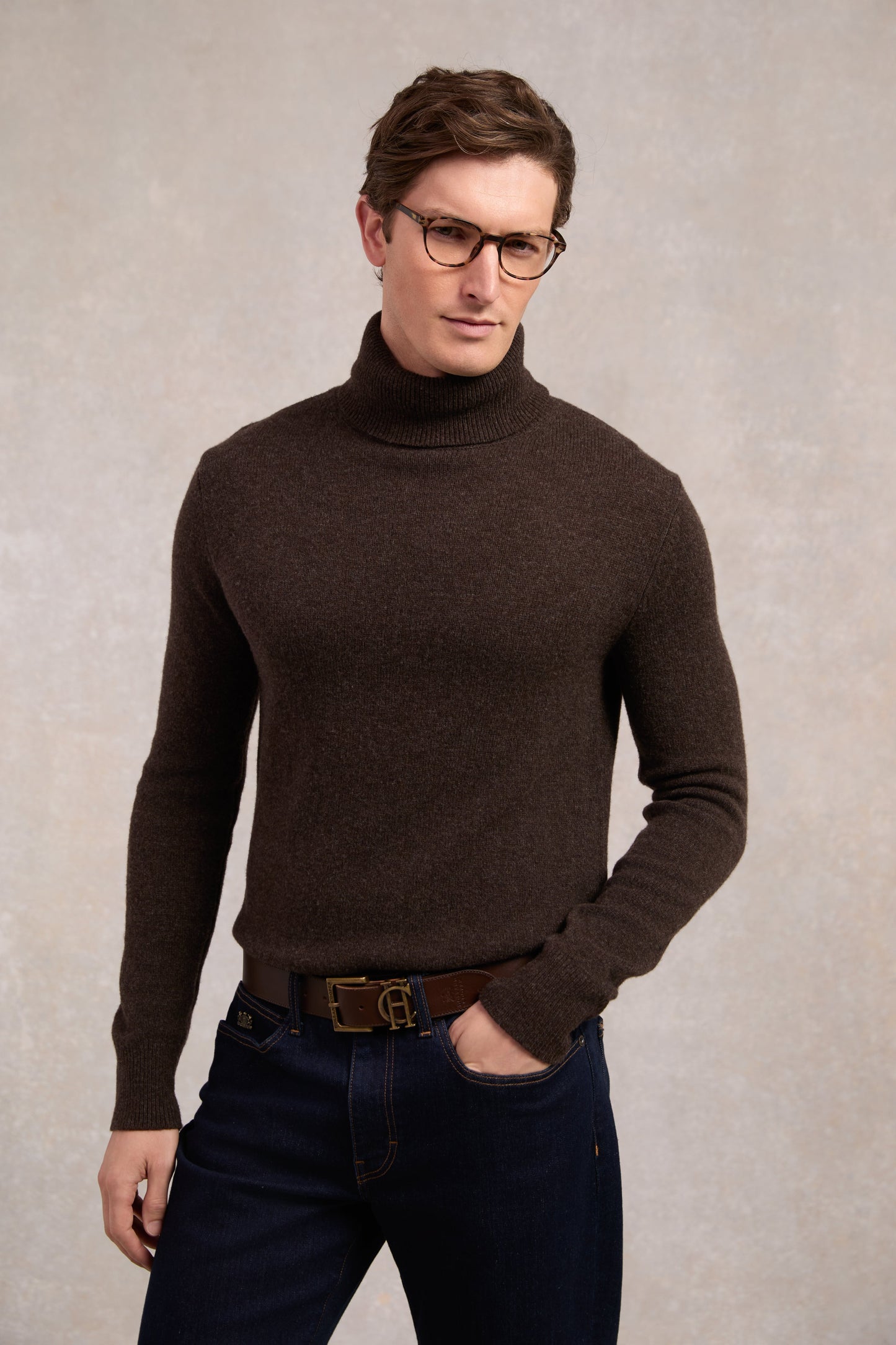 Byron Roll Neck Knit (Chocolate)