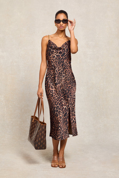 Aurora Satin Dress (Leopard)