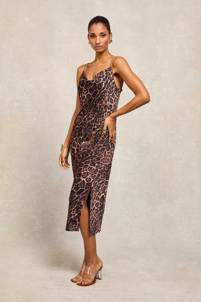 Aurora Satin Dress (Leopard)