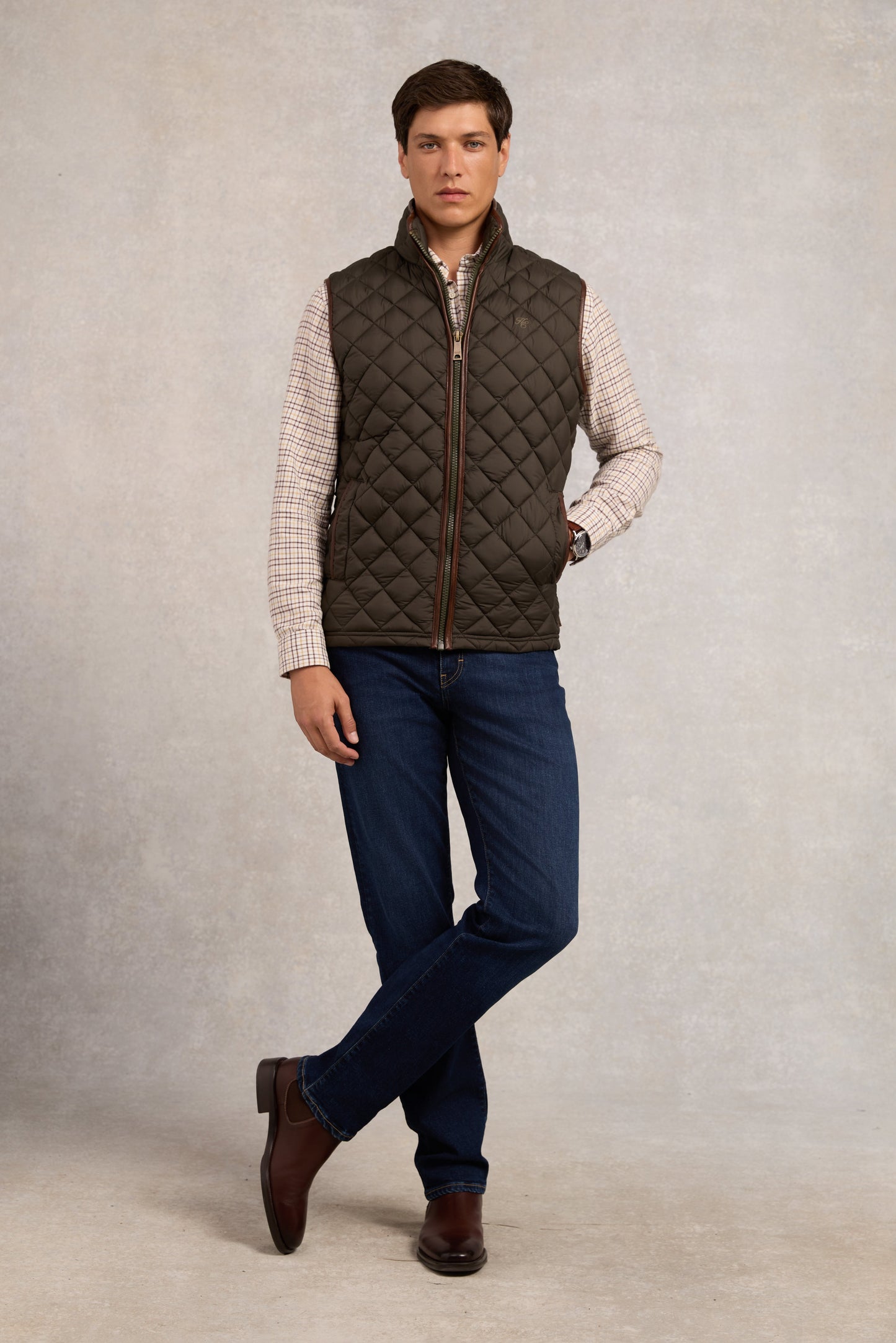 Men's Country Quilted Gilet (Khaki)