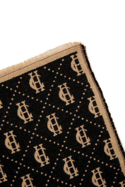 Lightweight Monogram Scarf (Tan Black)