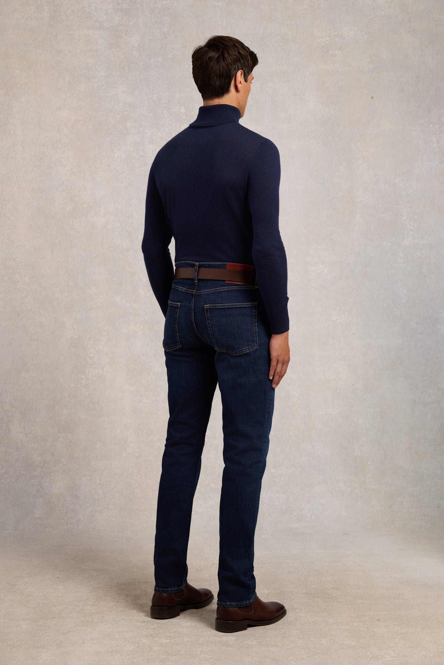 Fine Roll Neck Knit (Navy)