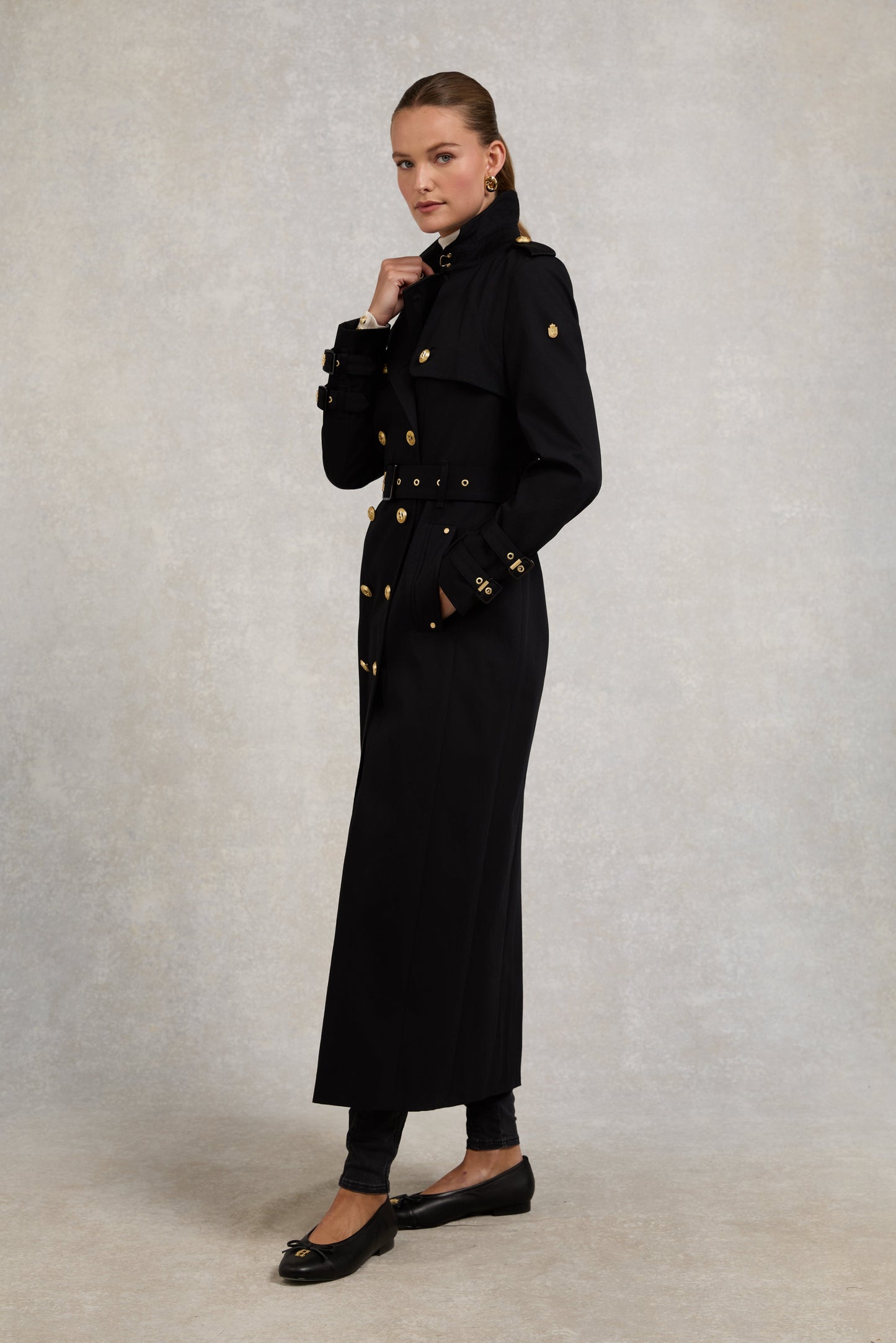Gatcombe Full Length Trench Coat (Black)