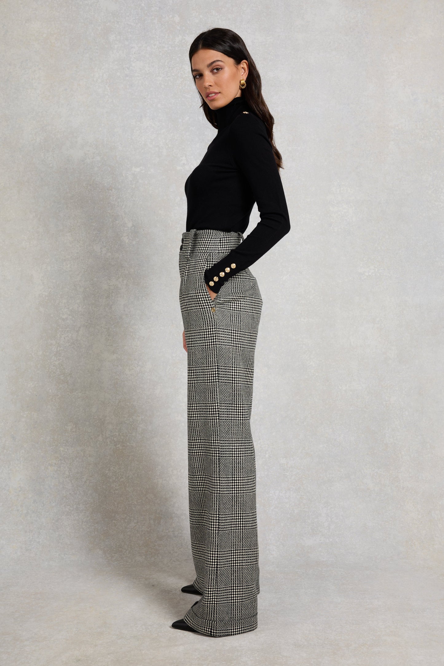 High Waisted Wide Leg Trouser (POW Mono)