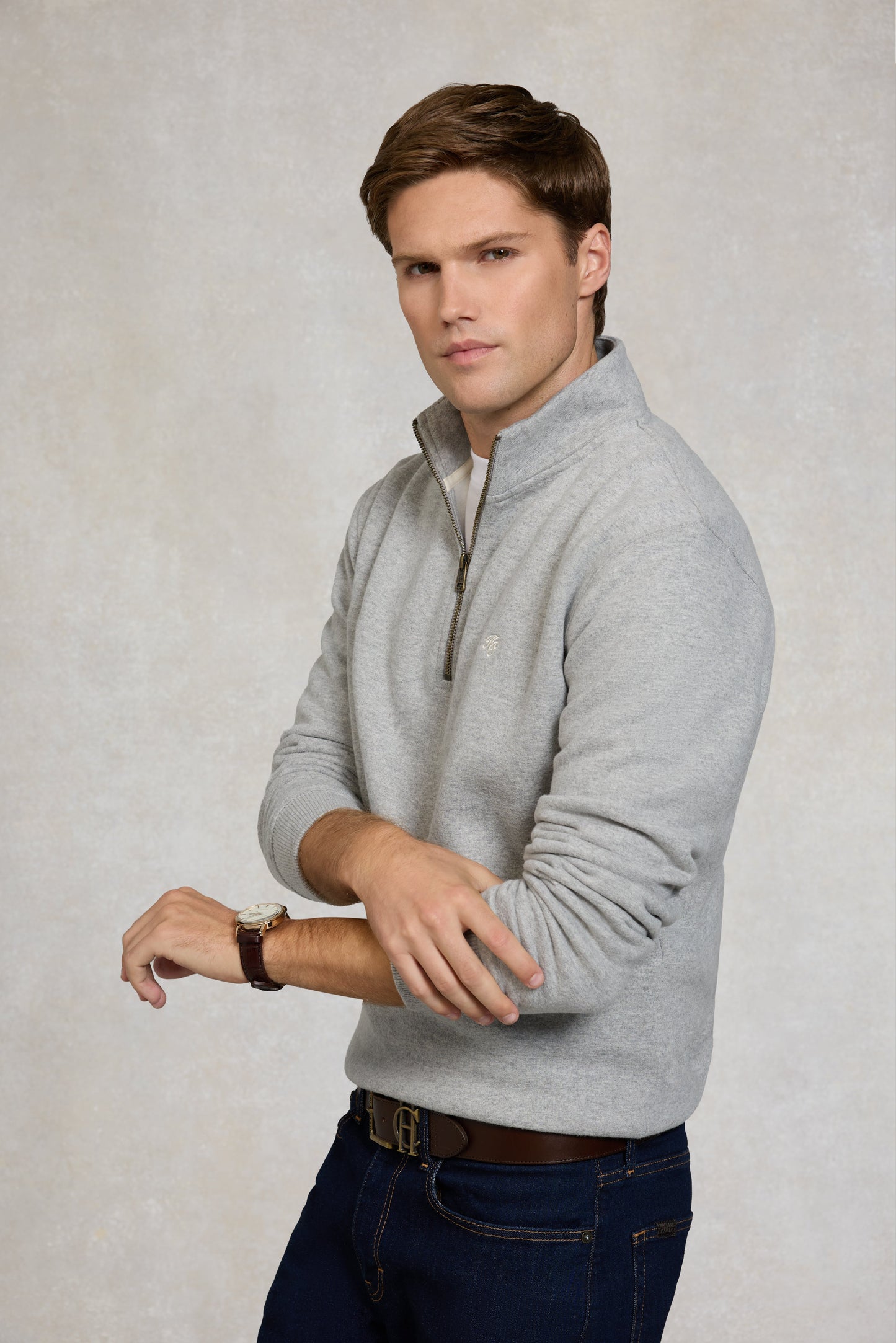 Men's Quarter Zip Sweat (Grey Marl)