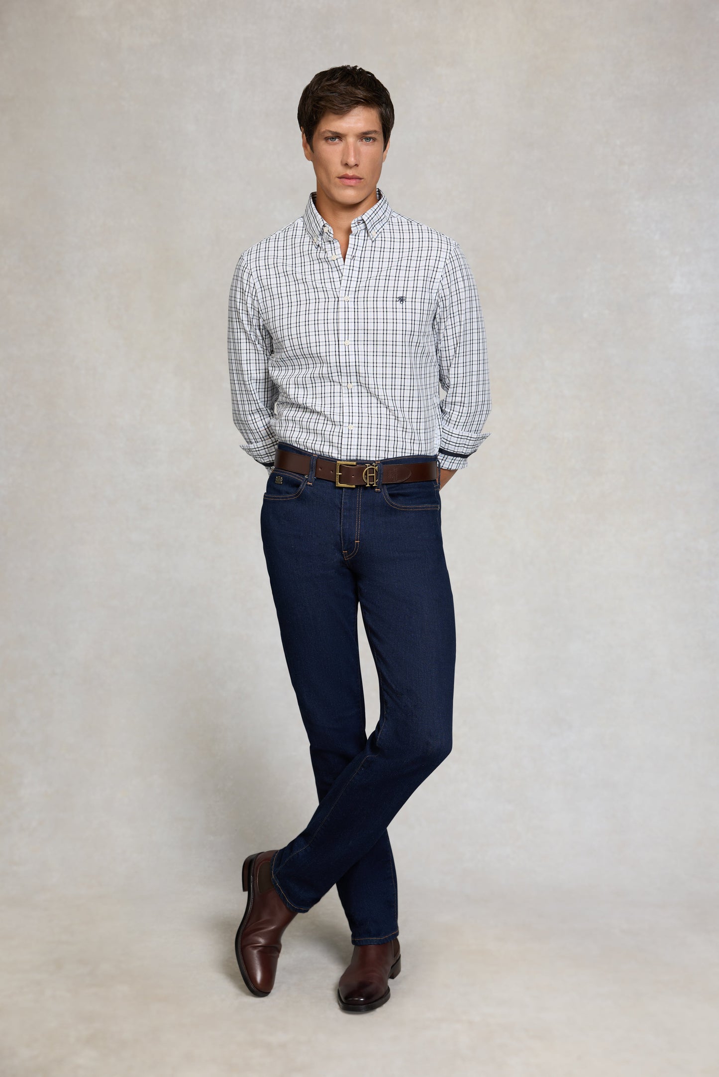 Men's Classic Woven Button Down Shirt (Cheltenham Check Blue)