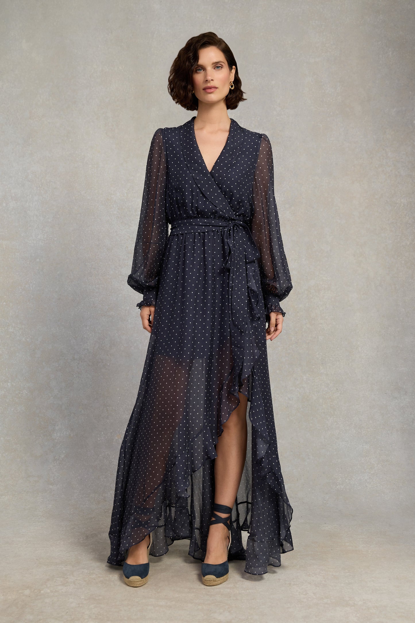 Ellisa Maxi Dress (Navy Polka Dot)