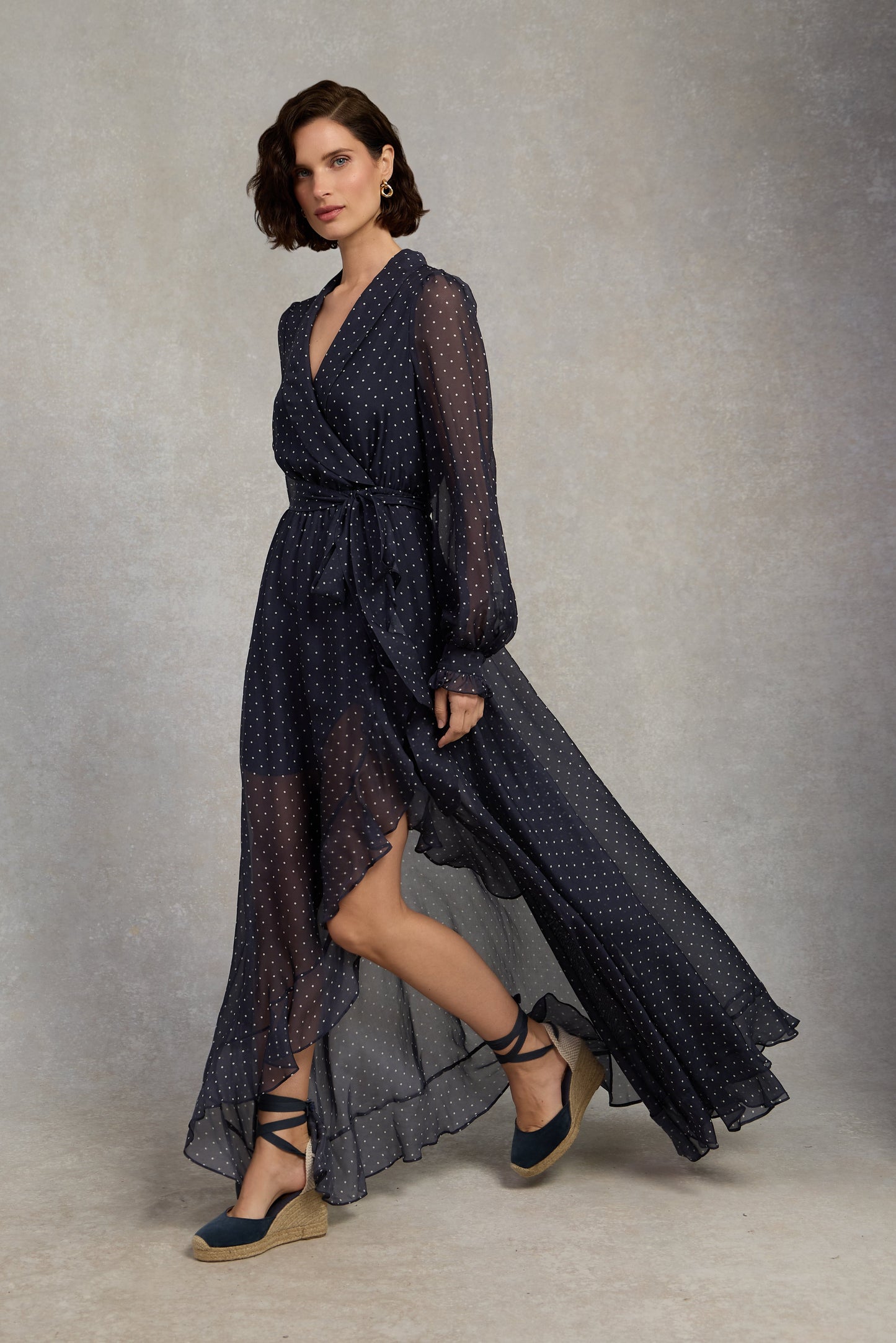 Ellisa Maxi Dress (Navy Polka Dot)