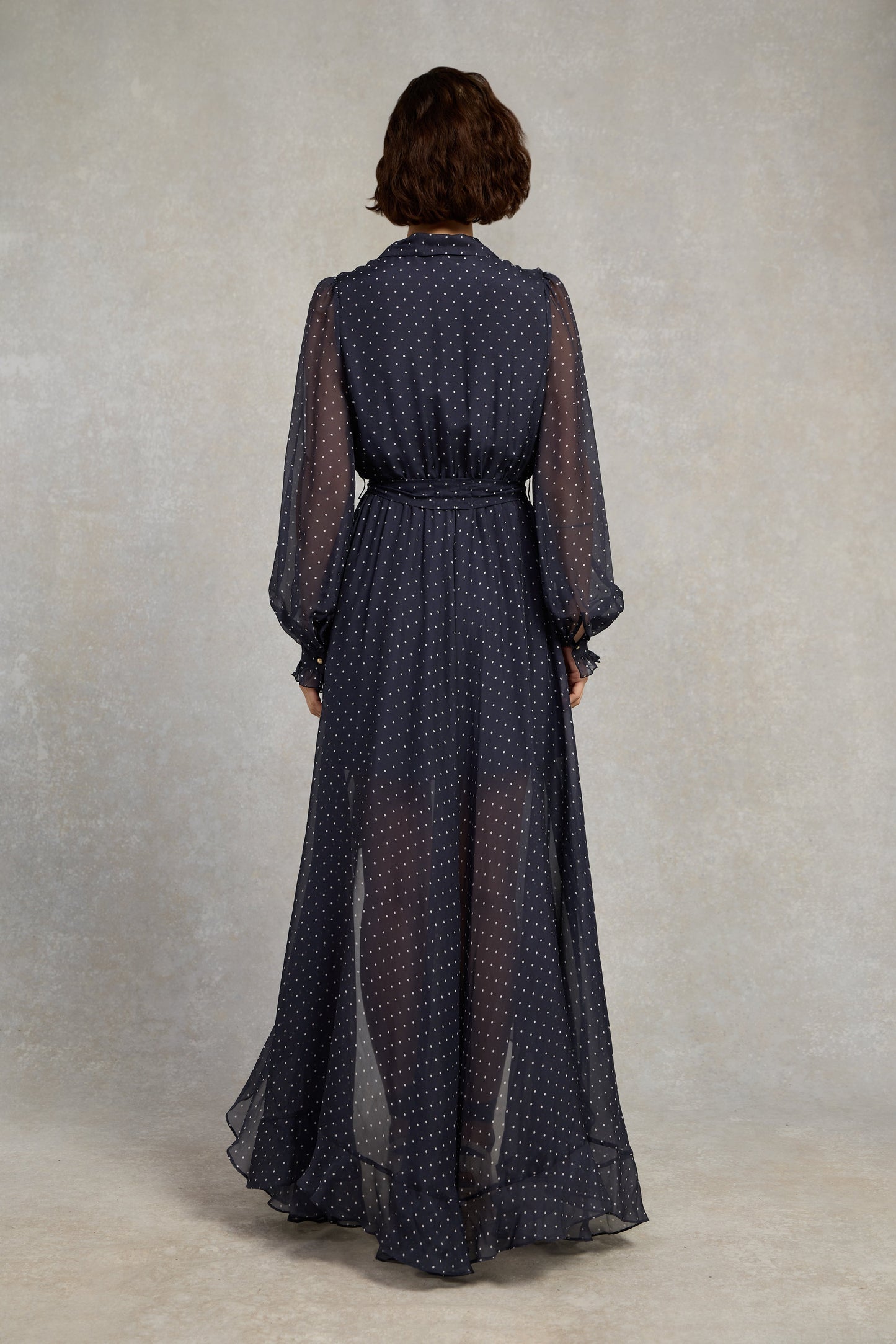 Ellisa Maxi Dress (Navy Polka Dot)