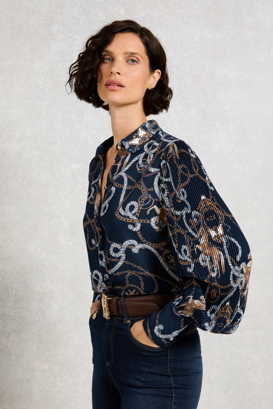 Beau Shirt (Navy Horse Print)