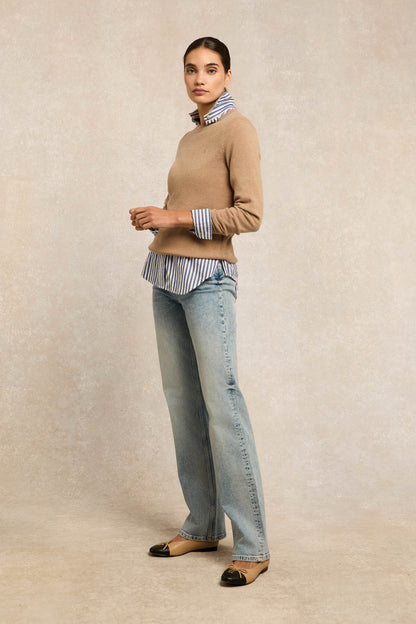 Sarah Crew Neck Knit (Dark Camel)