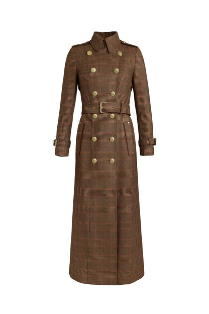 Full Length Marlborough Trench Coat (Clarence Check Merlot)