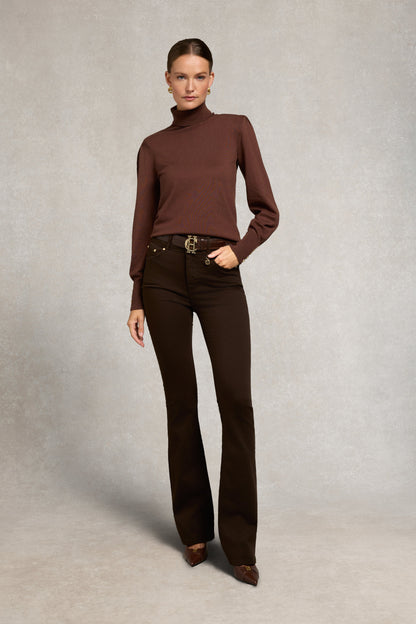 Structured Kelsie Roll Neck Knit (Cocoa)