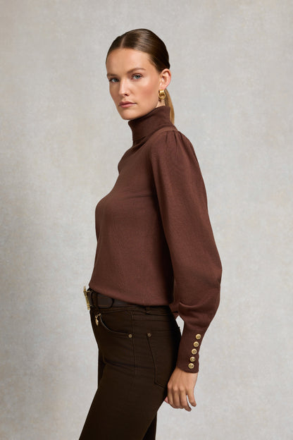Structured Kelsie Roll Neck Knit (Cocoa)
