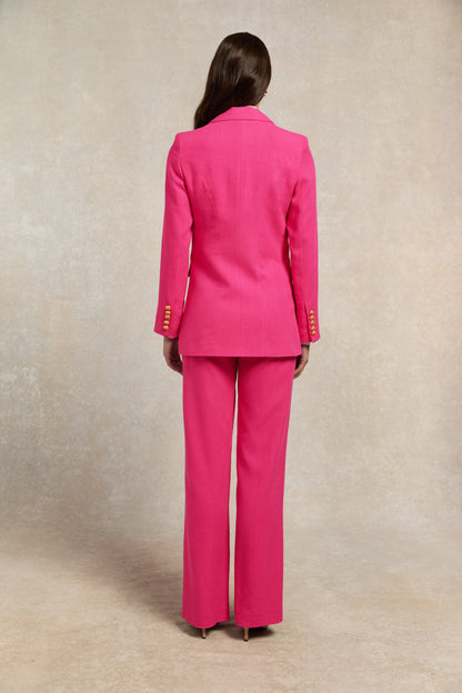 Double Breasted Blazer (Hot Pink Linen)
