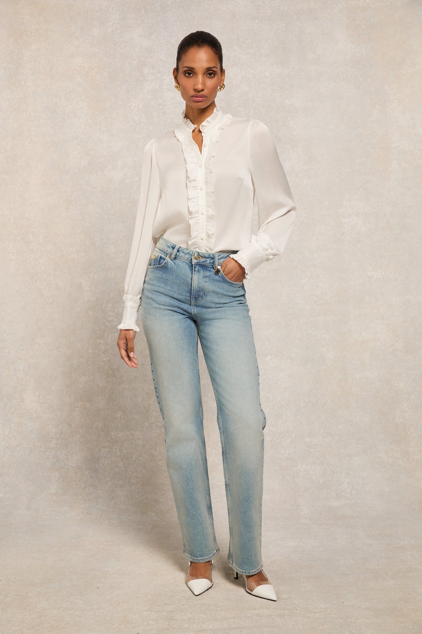 Ruby Ruffle Shirt (White)