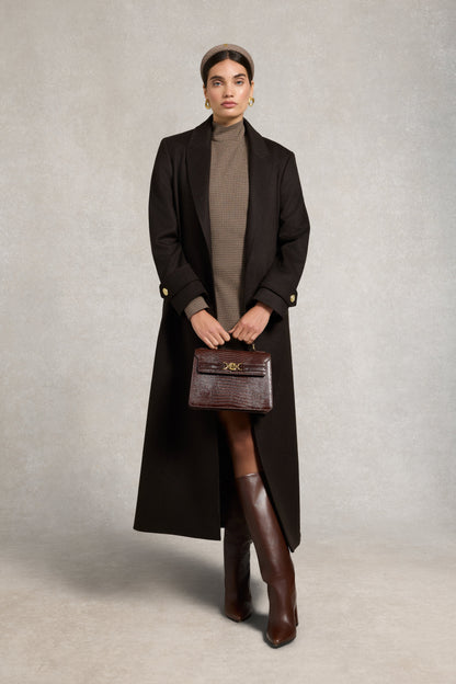 Cara Country Mini Dress (Mocha Houndstooth)