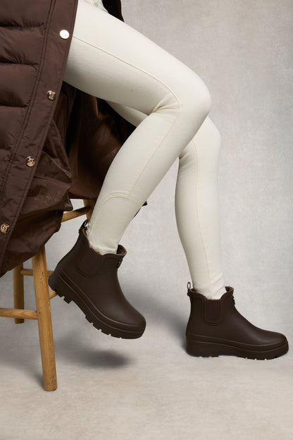 Sherpa Lined Chunky Chelsea Wellington (Chocolate)