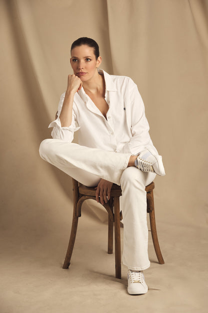 Relaxed Fit Linen Shirt (Optic White)