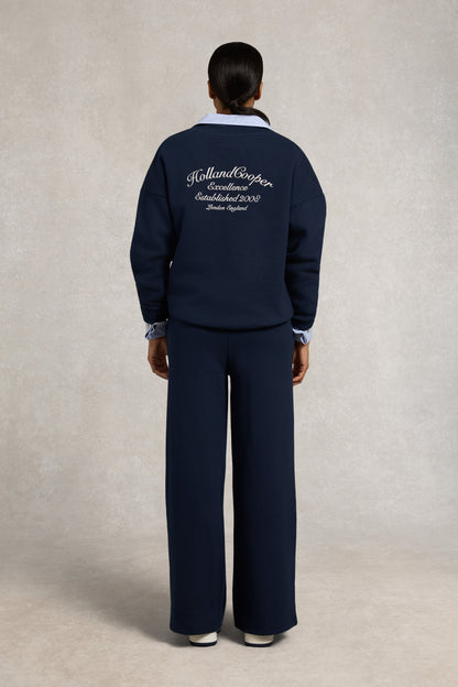 Relaxed Fit V-Neck Sweat (Ink Navy Ecru)