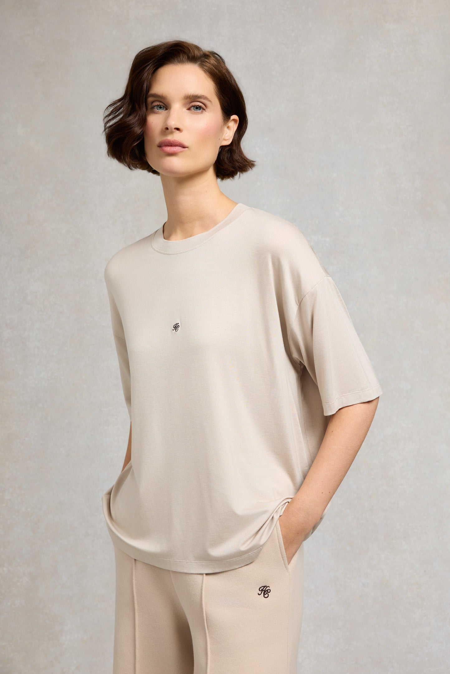 Oversized Monogram Tee (Stone)