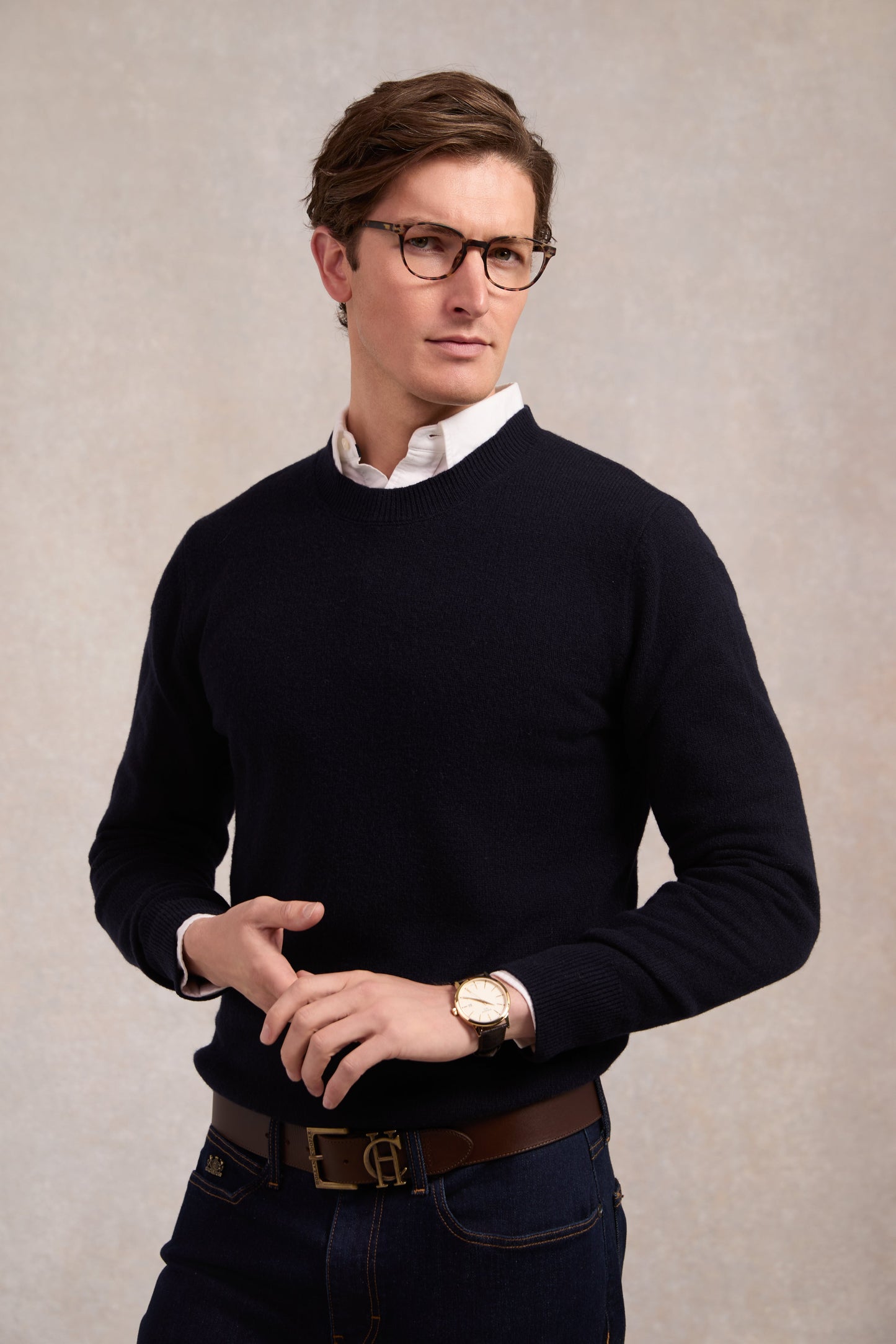 Byron Crew Neck Knit (Navy)