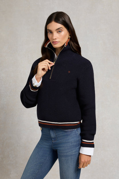 Jessica Quarter Zip Knit (Ink Navy)