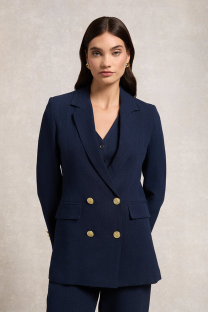 Double Breasted Blazer (Navy Linen)