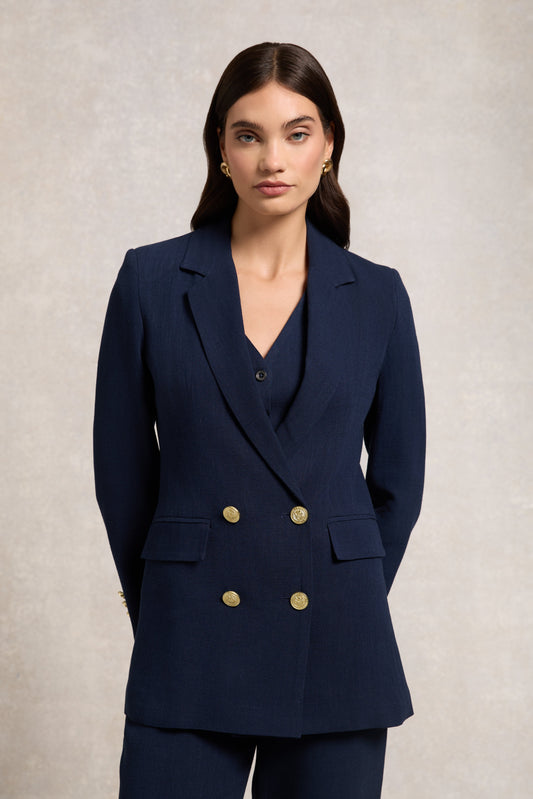 Double Breasted Blazer (Navy Linen)