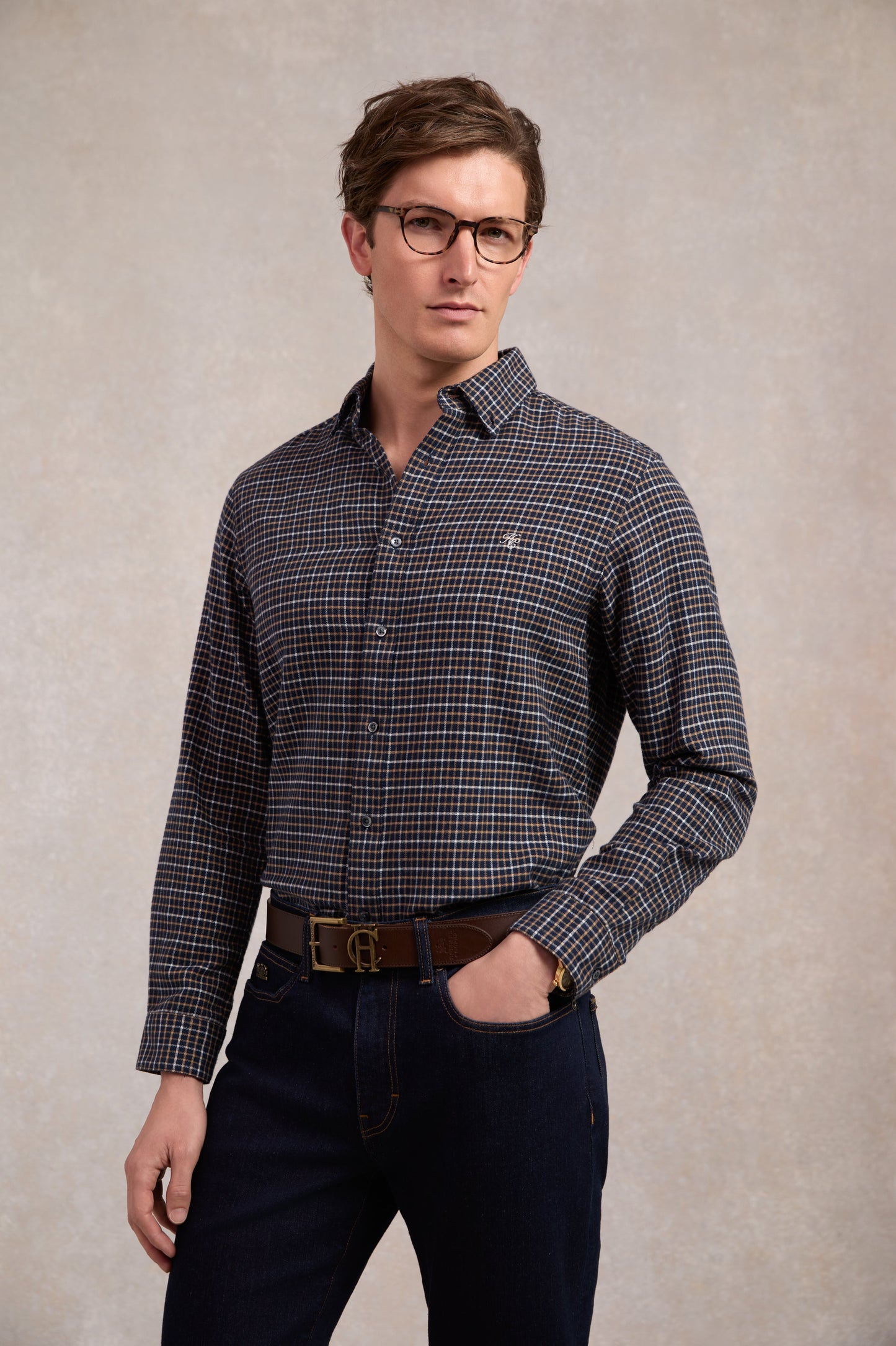Classic Button Down Shirt (Cheltenham Navy Check)