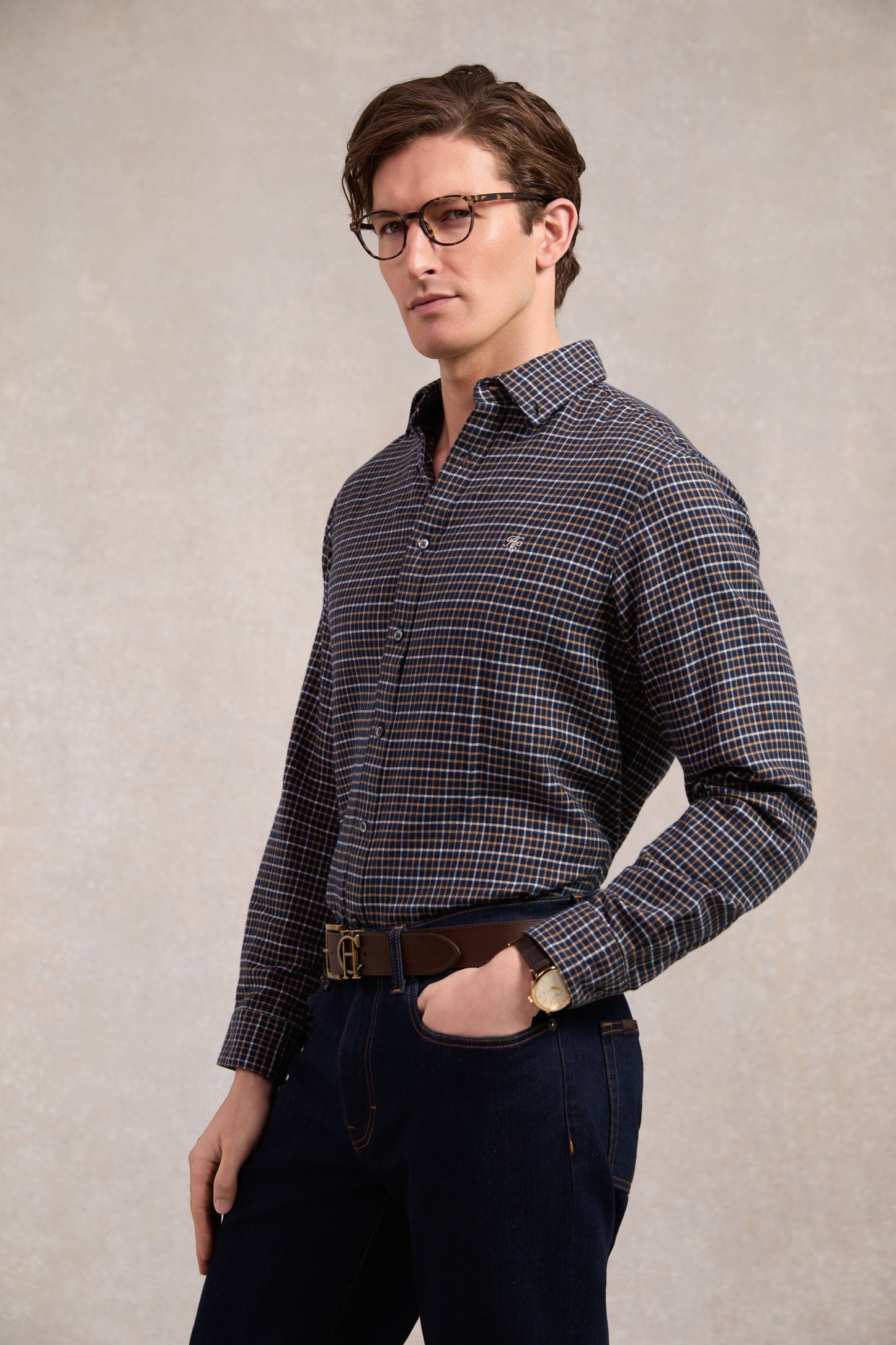 Classic Button Down Shirt (Cheltenham Navy Check)