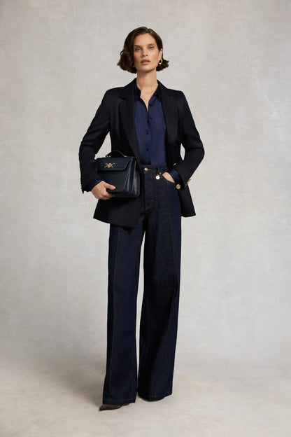 Iona Satin Shirt (Deep Navy)