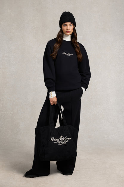 Collegiate Wide Leg Jogger (Black)