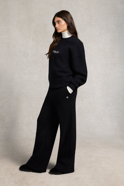 Collegiate Wide Leg Jogger (Black)