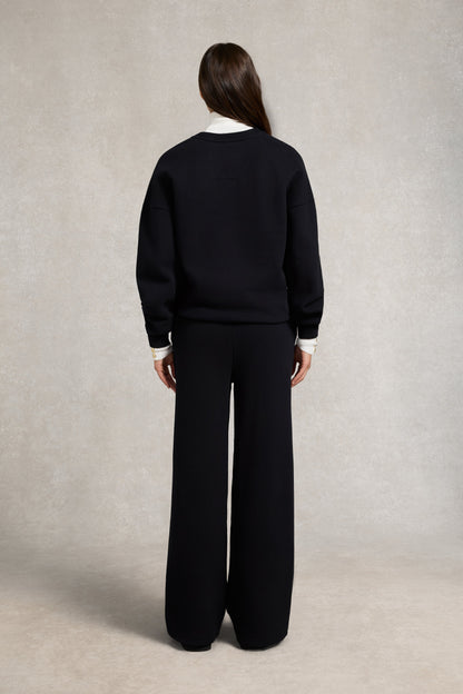 Collegiate Wide Leg Jogger (Black)