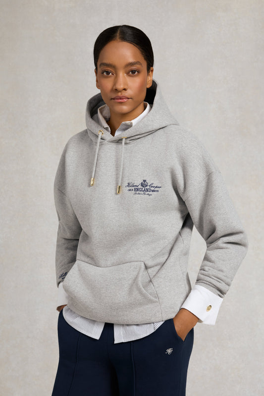 Relaxed Fit Script Hoodie (Grey Marl)