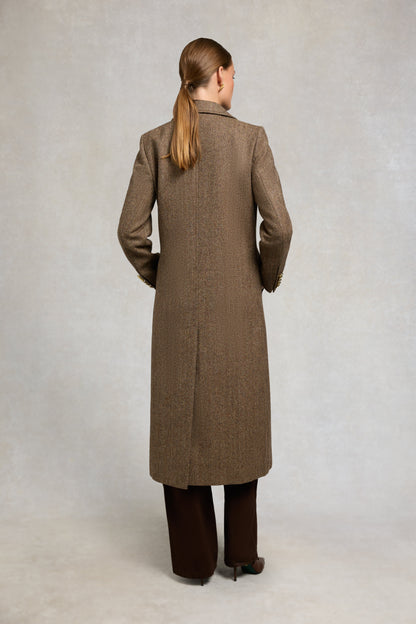 Double Breasted Coat (Large Scale Brown Herringbone)